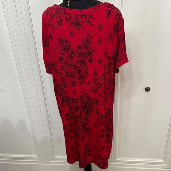 Soma Chic Red Lace Print Sleep Dress - Picture 4 of 5